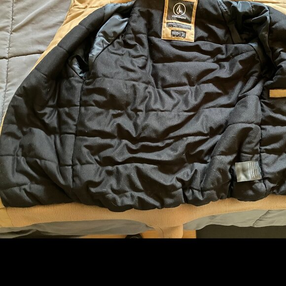 Volcom Mens Insulated Vermano Dark Khaki Jacket w/ hood - Small - Picture 2 of 6